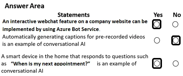 Answer figure for AI-900 question 147
