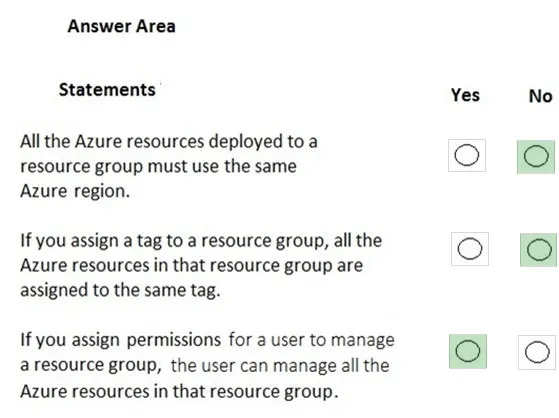 Answer figure for AZ-900 question 18