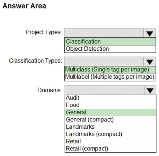 Answer figure for AI-102 question 124