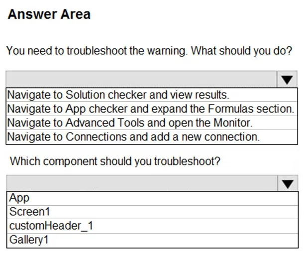 PL-400 practice question 182 figure