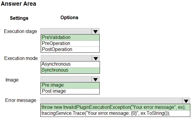 Answer figure for PL-400 practice question 25